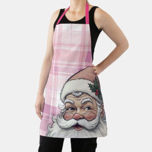 Roze Kerstman geruite Kerstmis Schort