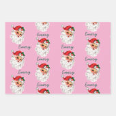 Roze Kerstman Gezicht Aangepaste Kerstvakantie Ker Inpakpapier Vel (Voorkant 2)