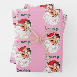 Roze Kerstman Gezicht Aangepaste Kerstvakantie Ker Inpakpapier Vel