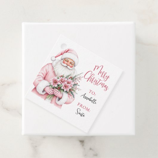 Roze Kerstman Gift Label Sticker (In situ)