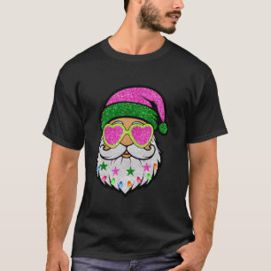 Roze Kerstman Hart Zonnebril Sparkly Print C T-shirt