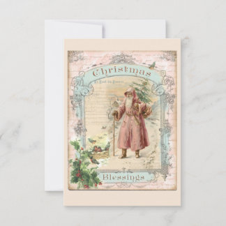 Roze Kerstman Kerst Victoriaans Stijl Bedankkaart