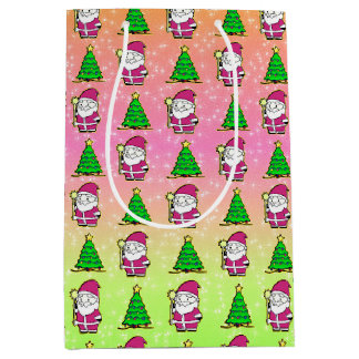 Roze Kerstman & Kerstboom Medium Cadeauzakje