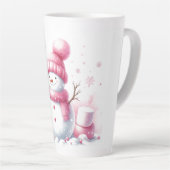 Roze Kerstman Marshmallow Wereld Latte Mok (Rechterhoek)