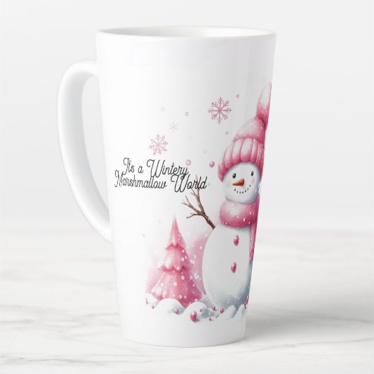 Roze Kerstman Marshmallow Wereld Latte Mok (Linkerhoek)