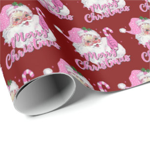 Roze Kerstman Merry Christmas Cadeau uit het verle Cadeaupapier