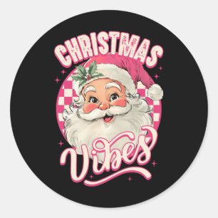 Roze Kerstman Roze Kerstvibes Paja Ronde Sticker
