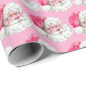 Roze kerstman |  Santa Pink Cadeaupapier (Rol Hoek)