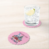 Roze Kerstman Truck Kartonnen Onderzetters (Insitu)