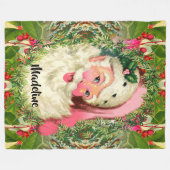 roze kerstman voor kerstmonogram fleece deken (Voorkant (Horizontaal))