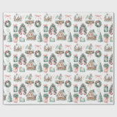  roze kerstmintpatroon cadeaupapier (Vlak)