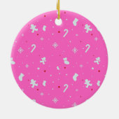 roze kerstmis Aangepaste hond Foto Keramisch Ornament (Achterkant)