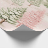  roze Kerstmis Cadeaupapier (Hoek)