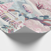  roze Kerstmis Cadeaupapier (Hoek)