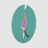 Roze Kerstmis catgirl Ornament (voorkant)