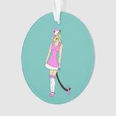 Roze Kerstmis catgirl Ornament (voorkant)
