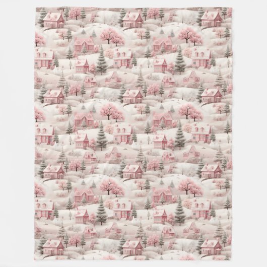  roze Kerstmis Fleece Deken (Voorkant)