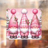 Roze Kerstmis Gnomen Venster Cling Raamsticker (Vel 2)