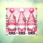 Roze Kerstmis Gnomen Venster Cling Raamsticker (Vel 3)