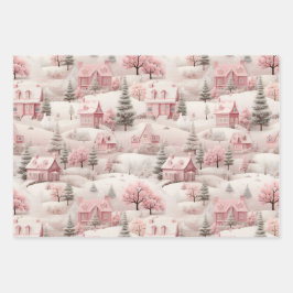  roze Kerstmis Inpakpapier Vel