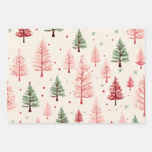  roze Kerstmis Inpakpapier Vel (Voorkant 3)
