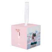 Roze kerstmis kubus ornament (Voorkant hoekig)
