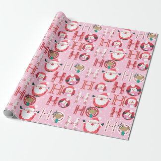 Roze kerstmis met de Kerstmis en de roze kerstmis Cadeaupapier