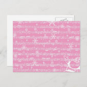 Roze Kerstmis Muziekblad Feestdagenkaart (Voorkant / Achterkant)