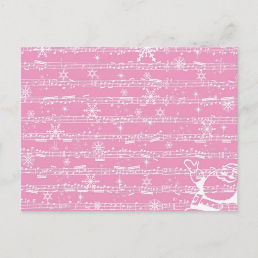 Roze Kerstmis Muziekblad Feestdagenkaart (Voorkant)