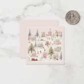  roze Kerstmis Notitiekaartje (Voorkant / Achterkant in situ)