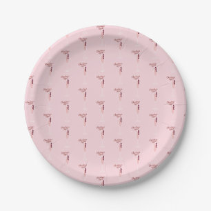 Roze kerstmis papieren bordje