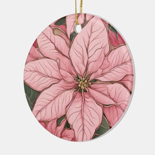 Roze Kerstmis Poinsettia Design Keramisch Ornament (Links)