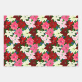 Roze Kerstmis Poinsettias Inpakpapier Vel (Voorkant 3)