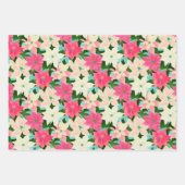 Roze Kerstmis Poinsettias Inpakpapier Vel (Voorkant)