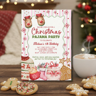 Roze Kerstmis Pyjama Verjaardag Kaart