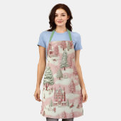  roze Kerstmis Schort (Gedragen)