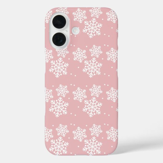 Roze Kerstmis Sneeuwvlokken Patroon Case-Mate iPhone Case (Achterkant)