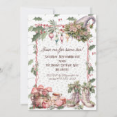 Roze Kerstmis Tea Party Kaart (Achterkant)