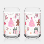 Roze Kerstmispatroon Blikvorm Glas (Achterkant)