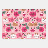 Roze Kerstmispatroon Inpakpapier Vel