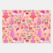Roze Kerstmispatroon Inpakpapier Vel (Voorkant 3)