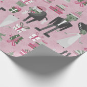 Roze Kerstmonsterbruid Frankenstein Cadeaupapier (Hoek)