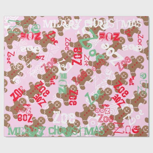 Roze kerstontbijt Gift Wrap Naam Veranderend Cadeaupapier (Vlak)