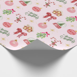 Roze kerstpapier cadeaupapier
