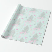 Roze kerstpapier cadeaupapier (Uitgerold)