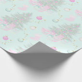 Roze kerstpapier cadeaupapier (Hoek)