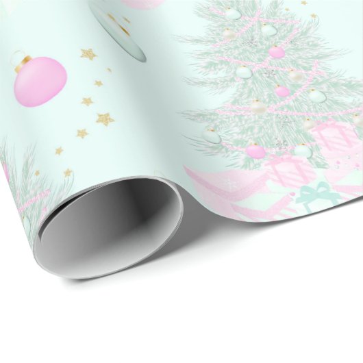 Roze kerstpapier cadeaupapier (Rol Hoek)