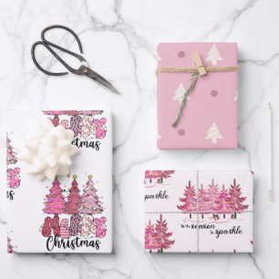 Roze kerstpapier inpakpapier vel