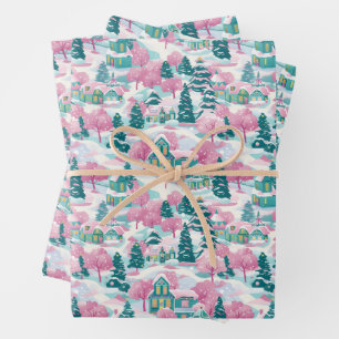 Roze kerstpapier inpakpapier vel