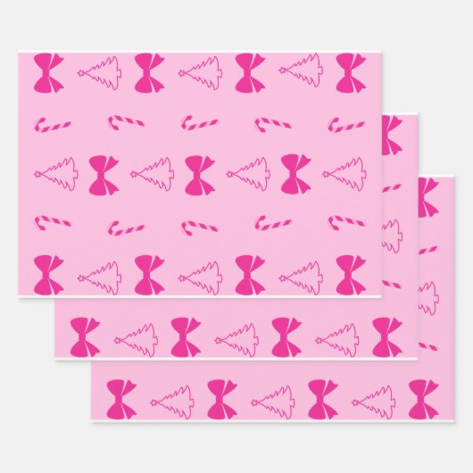 Roze kerstpapier inpakpapier vel (Set)